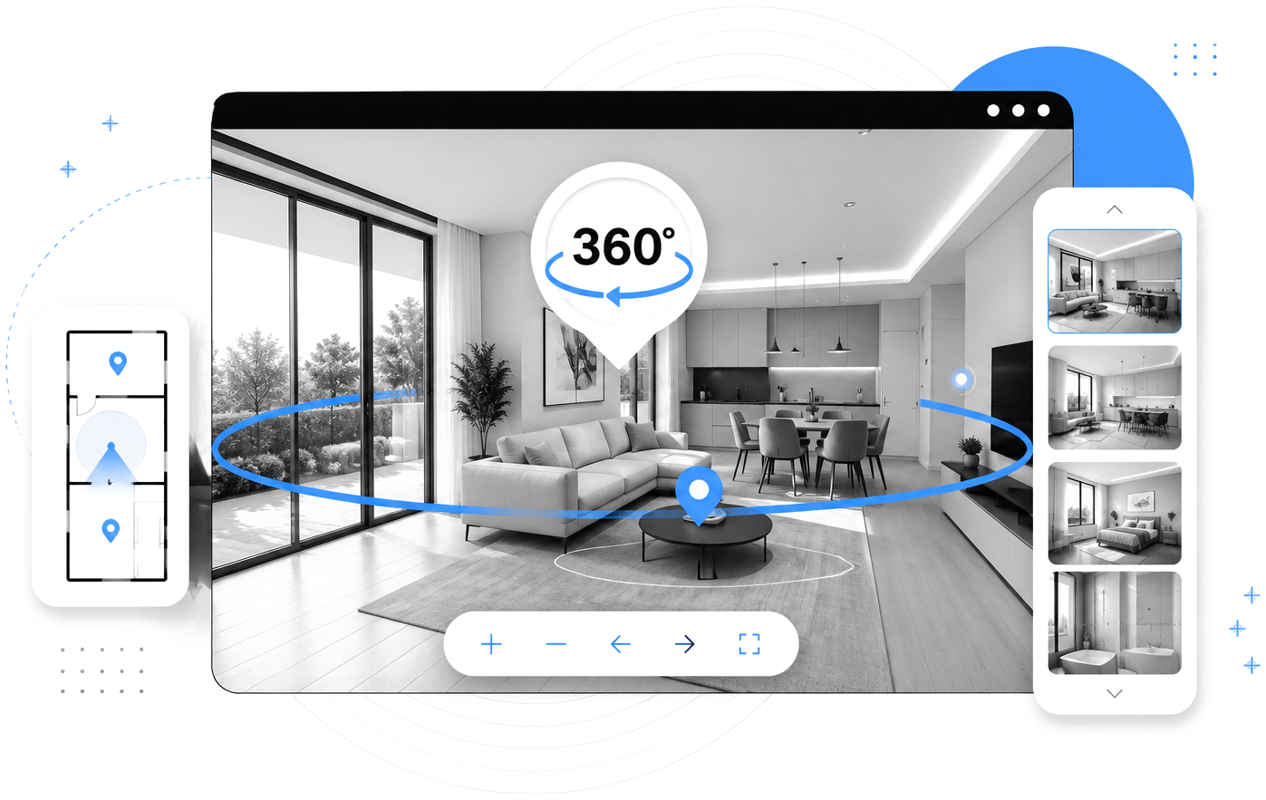 Prikaz interaktivne 360° virtualne šetnje
